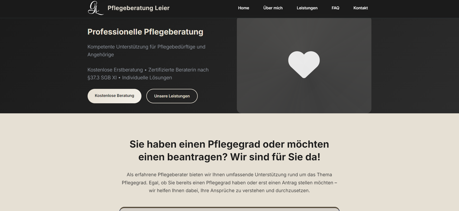 Screenshot pflegeberatung-leier.de
